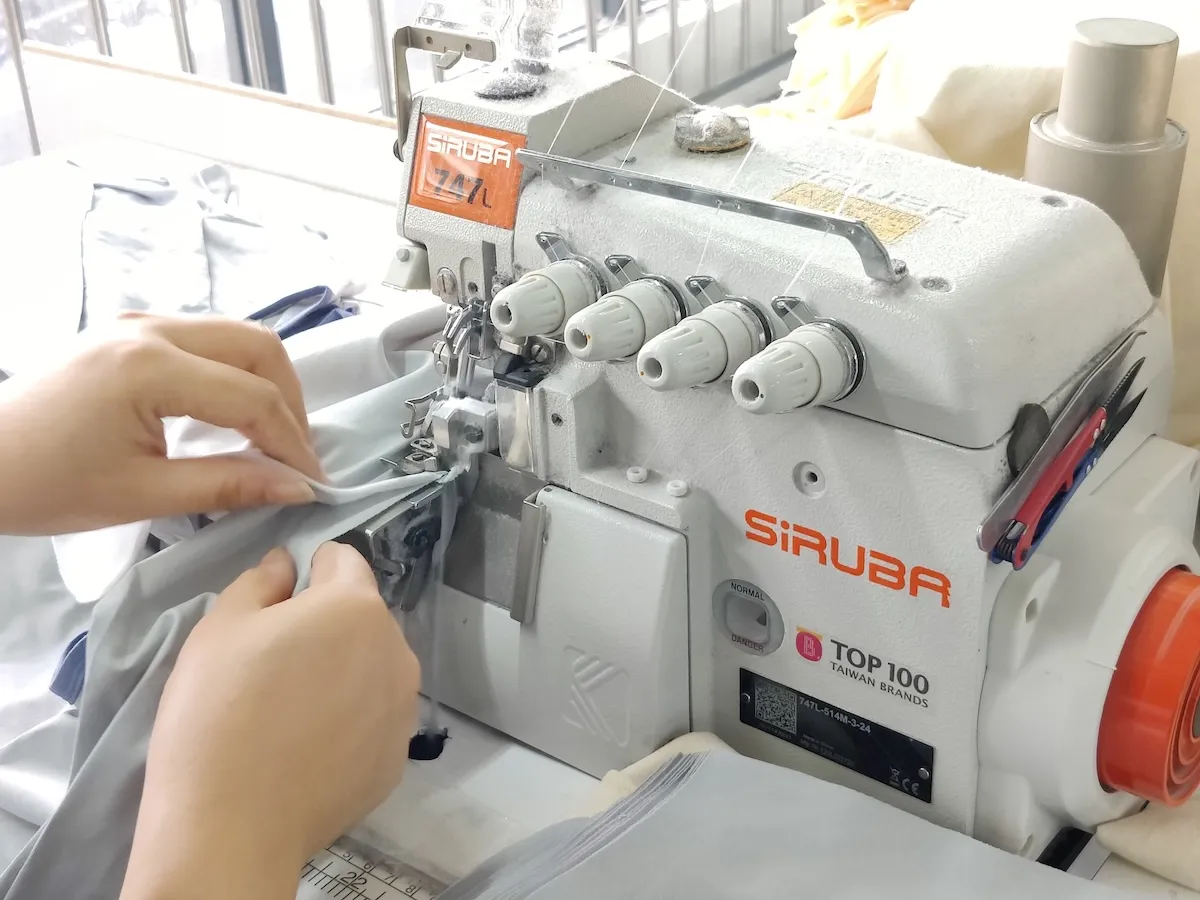 Nuohua Garment overlock machine sewing detail for flatlock and stretch fabric seams