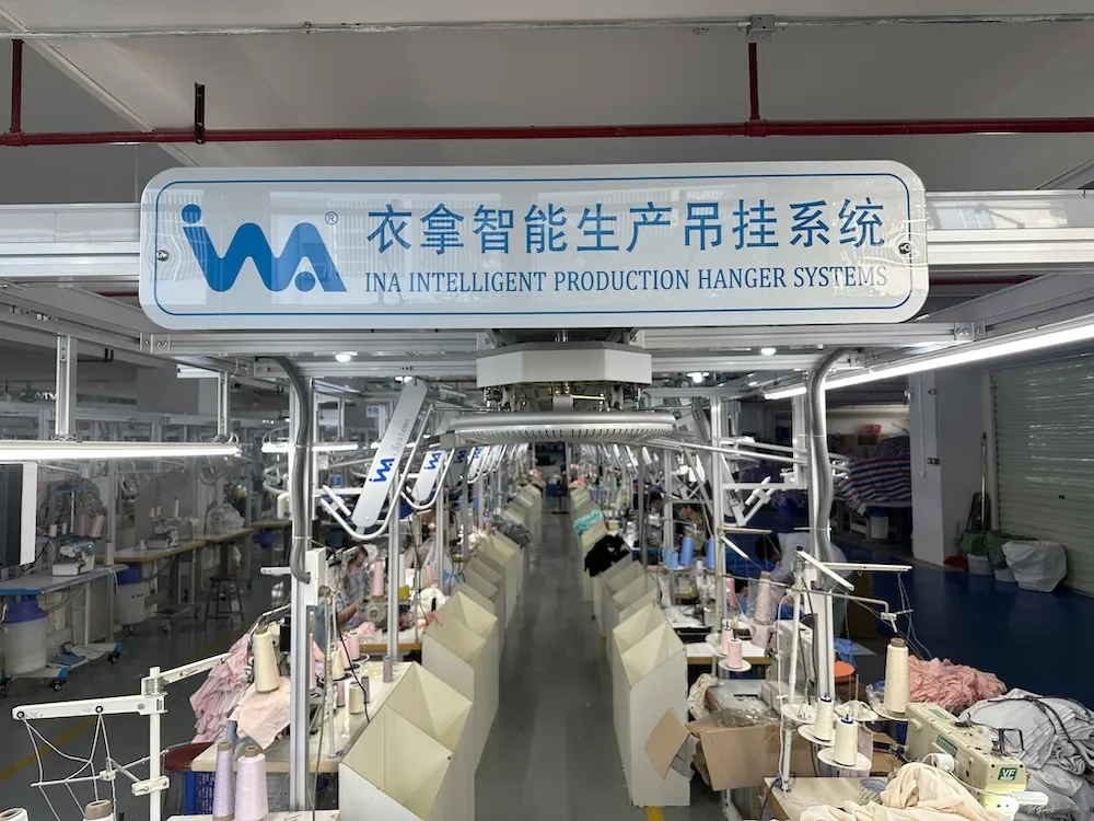 INA smart hanging system moving garment parts between stations