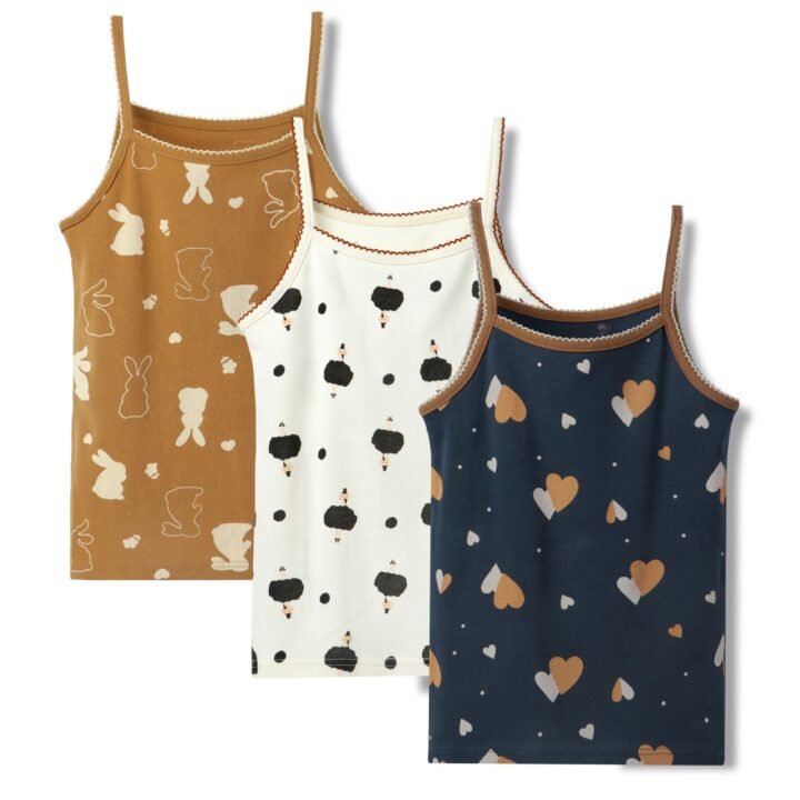 Wholesale Girls 100% Cotton Cami Tank Tops H1307 | Custom Kids Sleepwear OEM Nuohua