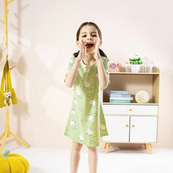 Wholesale Girls Cotton Sleepdress Cute Home Sleepwear | Custom Kids Sleepwear OEM Nuohua