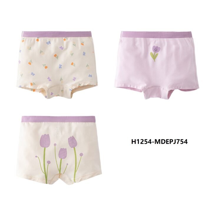 Wholesale Girls Modal Boxer Briefs H1254 | Custom Kids Sleepwear OEM Nuohua