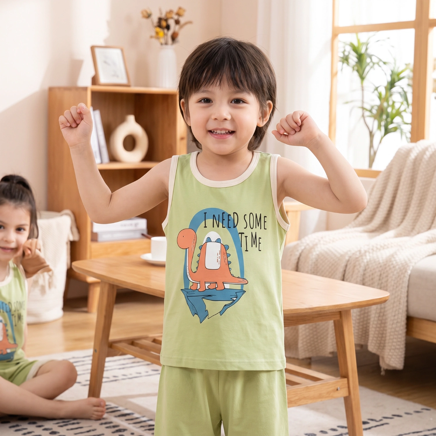Wholesale Boys Cotton Tank Tops H1101 | Custom Kids Sleepwear OEM Nuohua