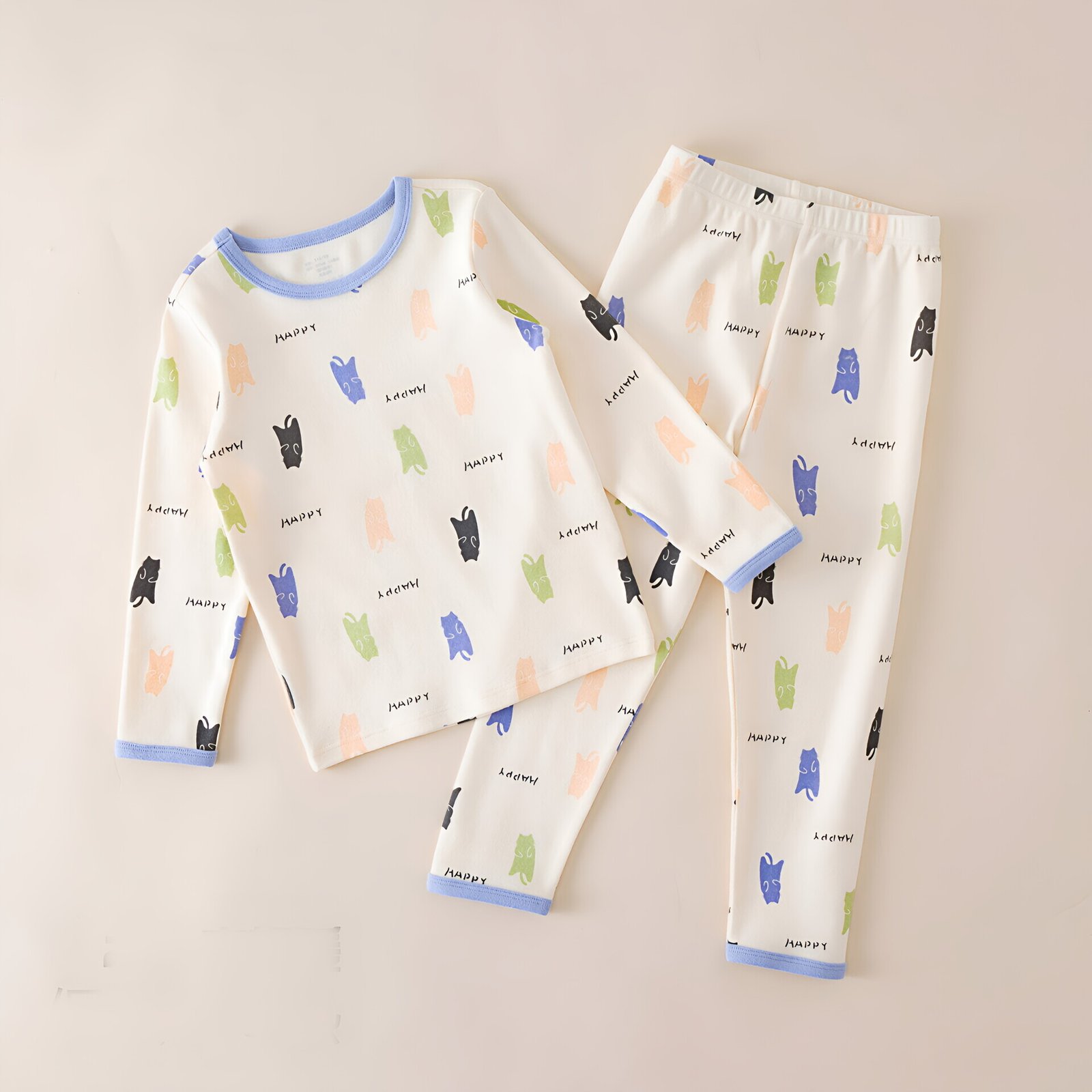 Wholesale girls brushed cotton pajama set thermal long 02