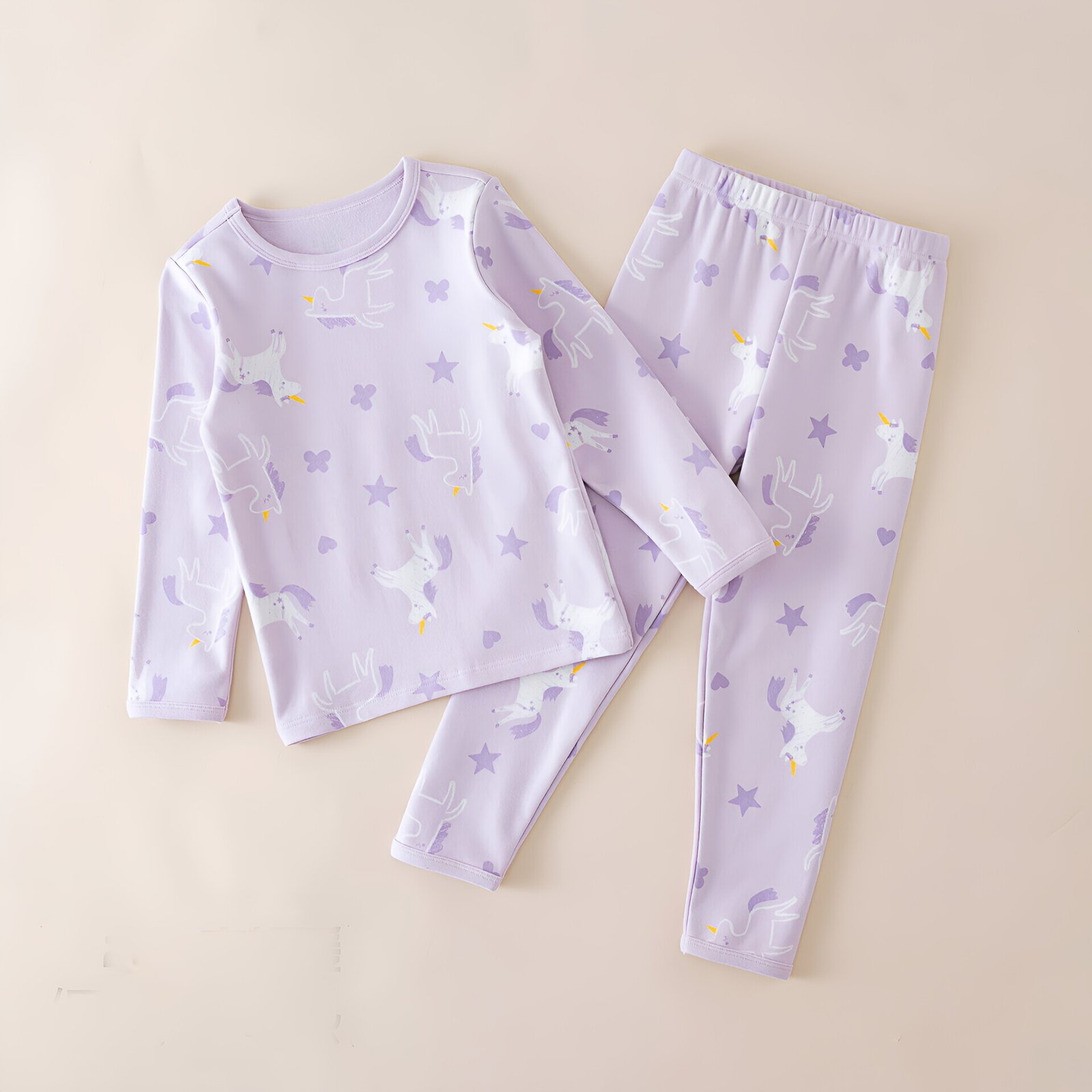 Wholesale girls brushed cotton pajama set thermal long 03