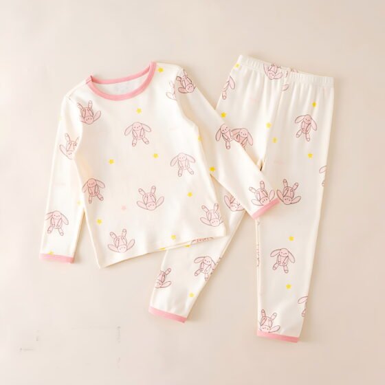 Wholesale girls brushed cotton pajama set thermal long 04