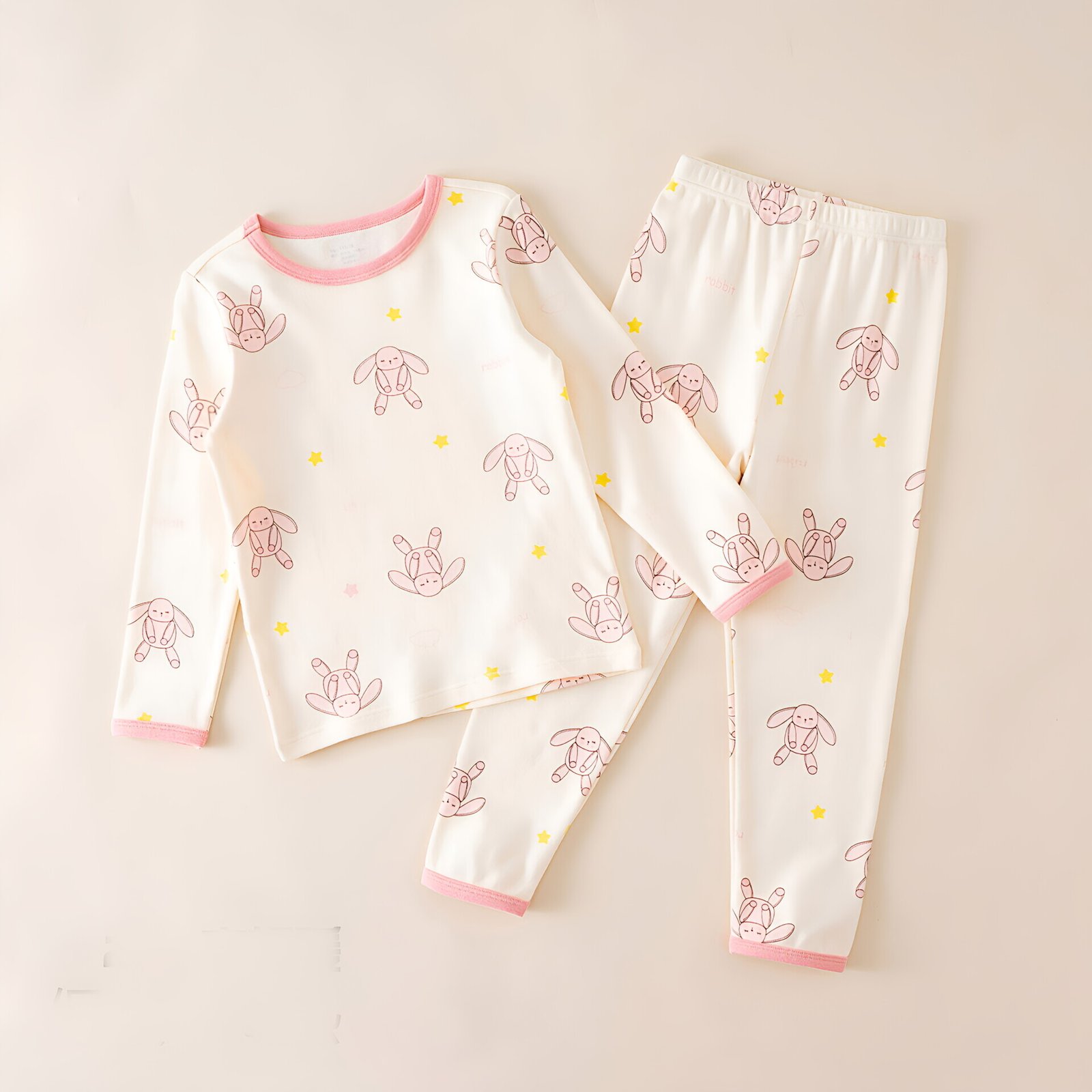 Wholesale girls brushed cotton pajama set thermal long 04