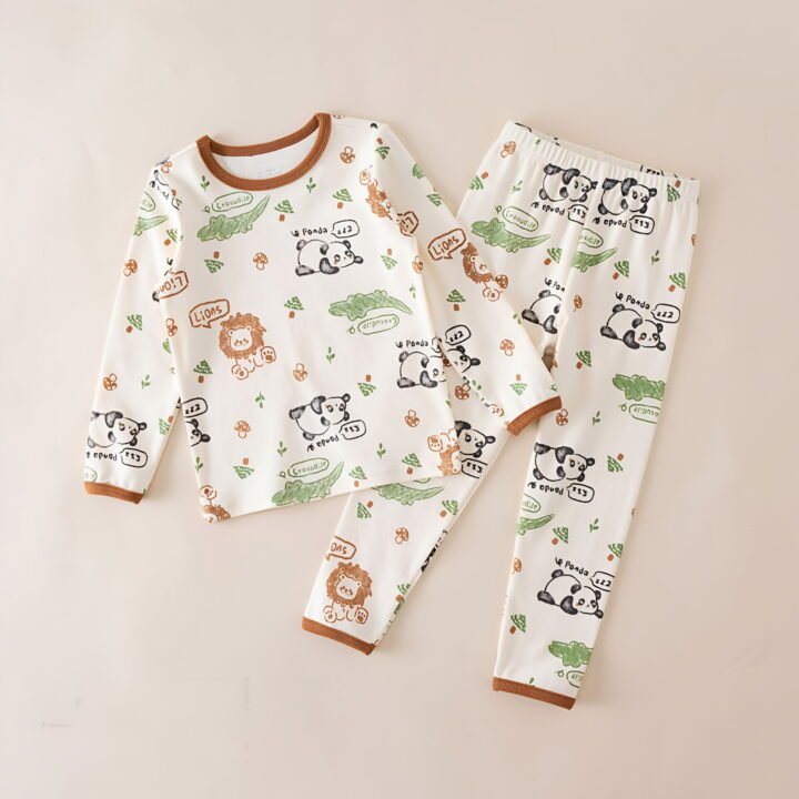 Wholesale girls brushed cotton pajama set thermal long 06