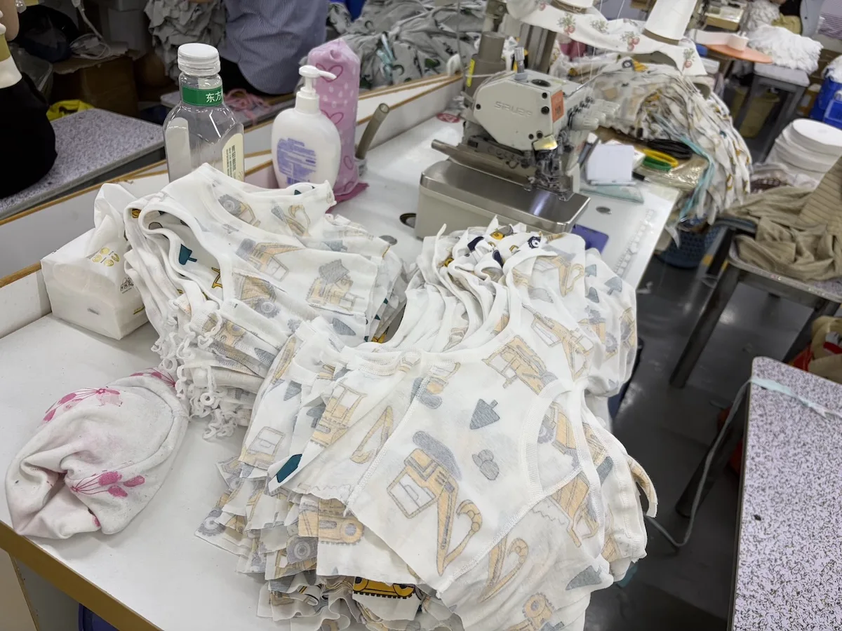Shipping container of children's apparel at a US customs inspection yard