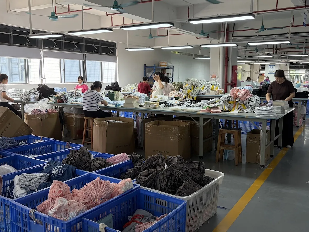 Kids underwear production line at a garment factory