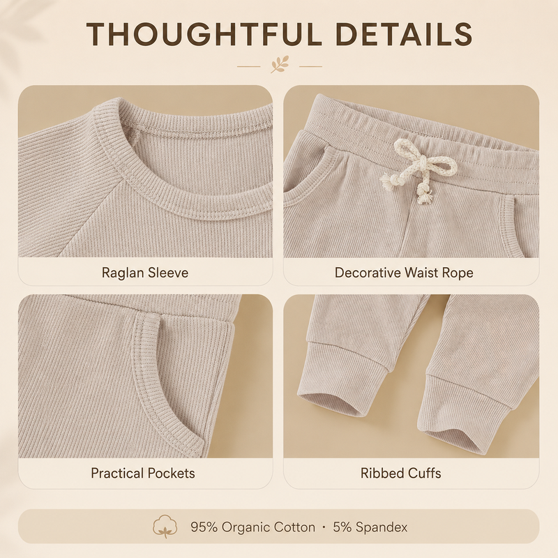 Baby ribbed outfit thoughtful details and fabric features