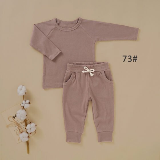 Dusty mauve baby ribbed pajamas set