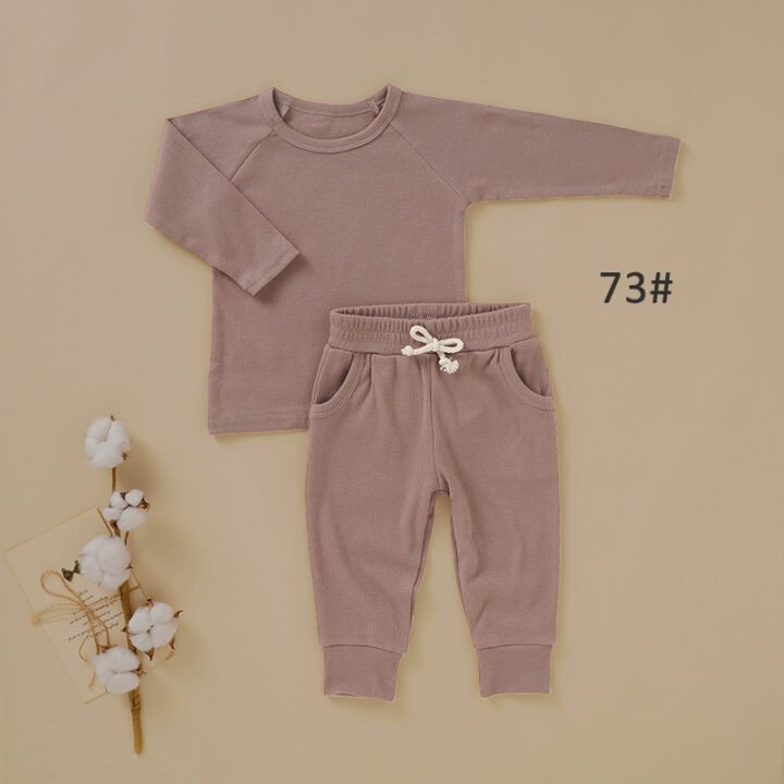 Dusty mauve baby ribbed pajamas set