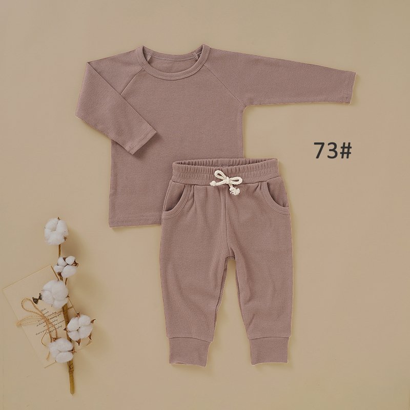 Dusty mauve baby ribbed pajamas set