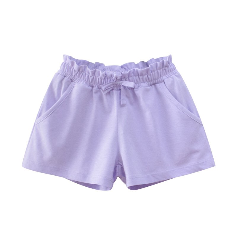 Girls lavender purple cotton paperbag waist shorts NH601