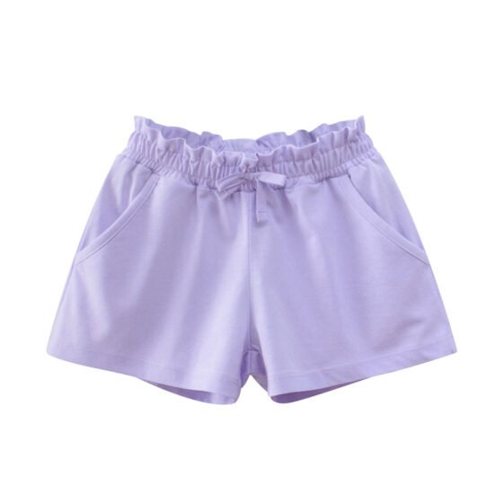 Girls lavender purple ruffle waist shorts