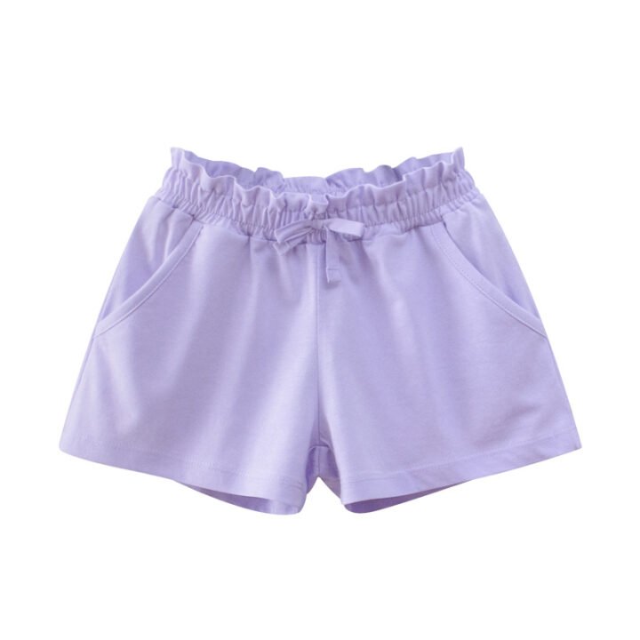 Girls lavender purple ruffle waist shorts