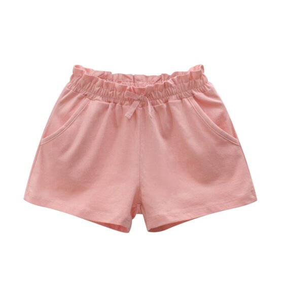 Girls light pink summer cotton shorts