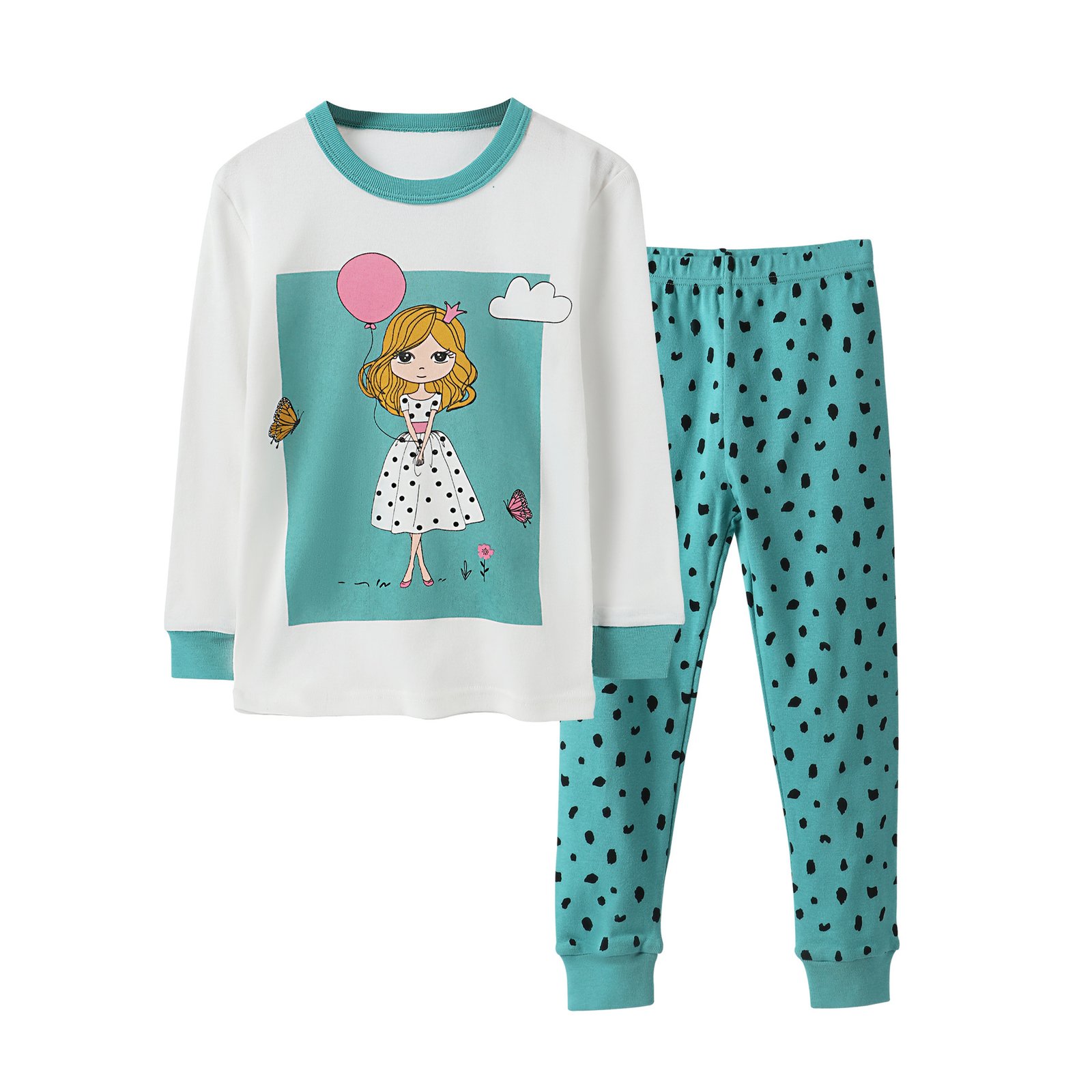 Wholesale kids christmas pajama set piece sleepwear girls princess green