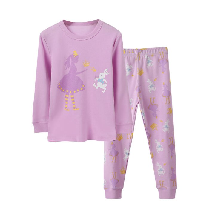 Wholesale kids christmas pajama set piece sleepwear girls princess purple