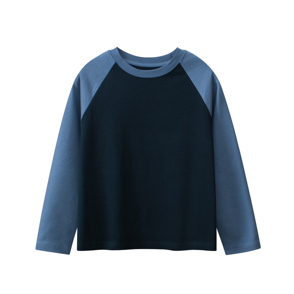 Kids blank cotton long sleeve raglan t-shirt in royal blue and navy NH3132
