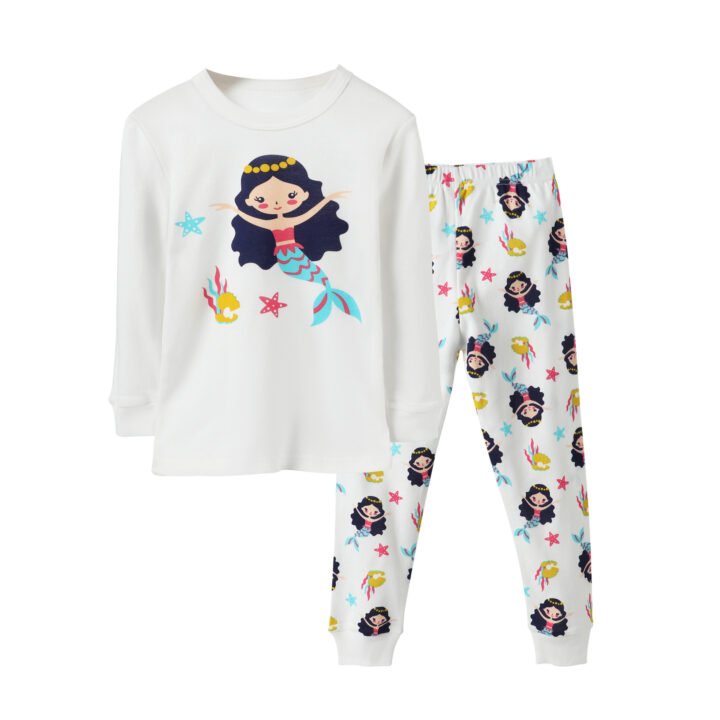 Wholesale kids christmas pajama set piece sleepwear mermaid princess