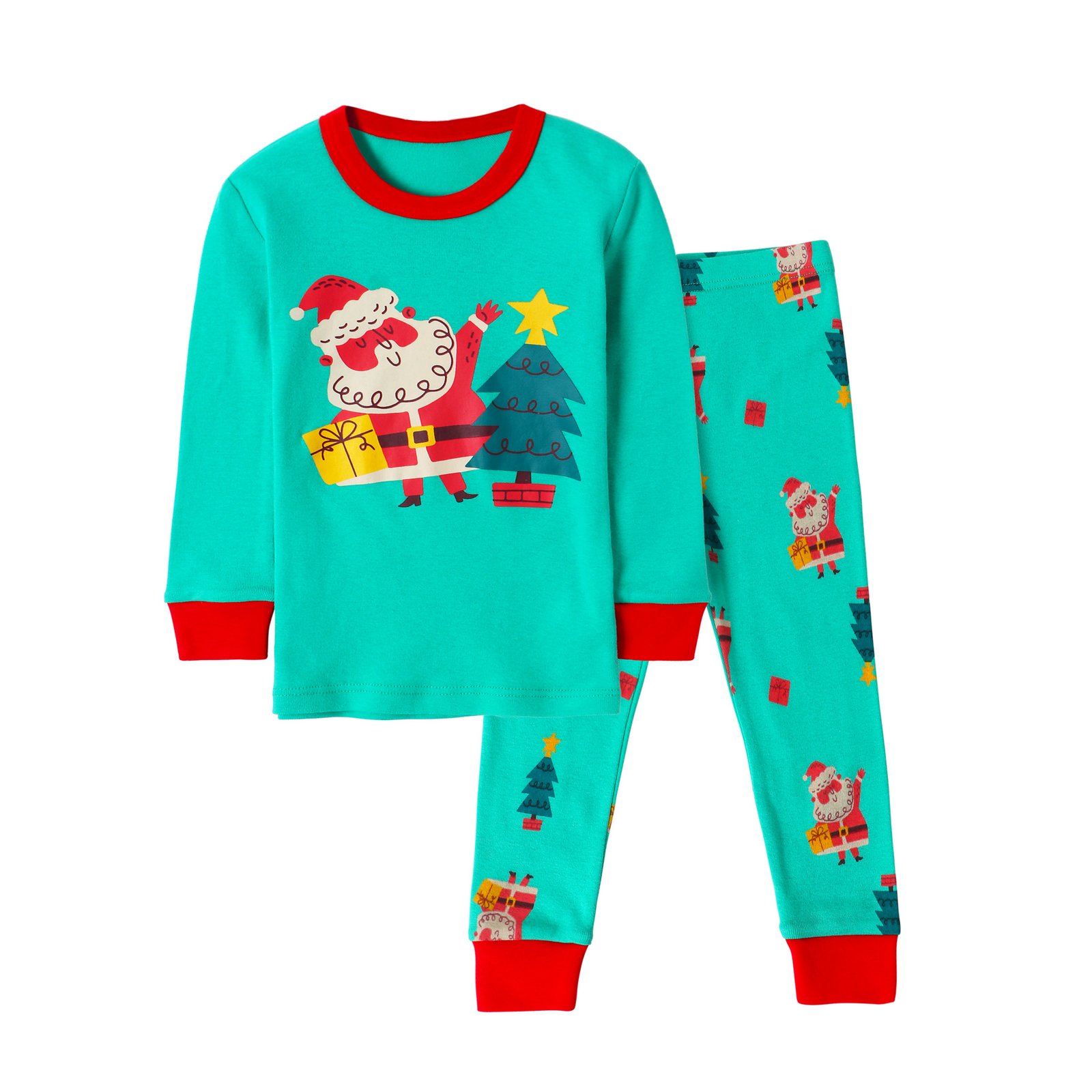 Wholesale kids christmas pajama set piece sleepwear santa delivering gifts