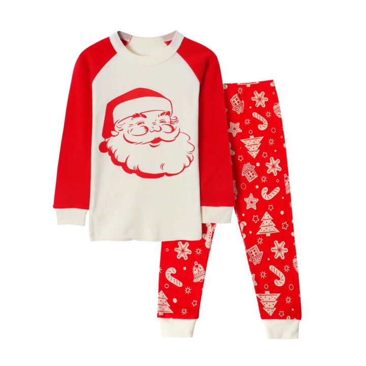 Wholesale kids christmas pajama set piece sleepwear santa red
