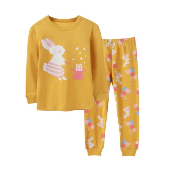 Wholesale kids christmas pajama set piece sleepwear yellow bunny