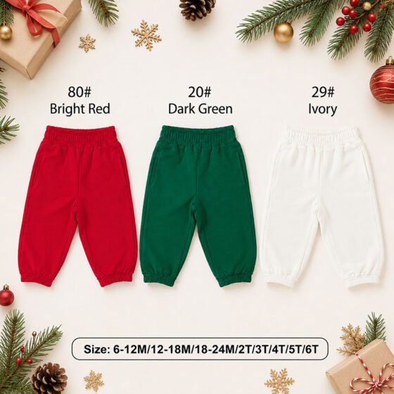 Wholesale organic cotton french terry kids jogger pants colors size chart