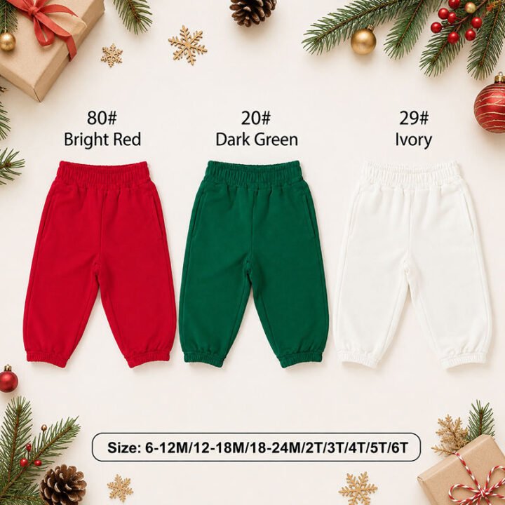 Wholesale organic cotton french terry kids jogger pants colors size chart