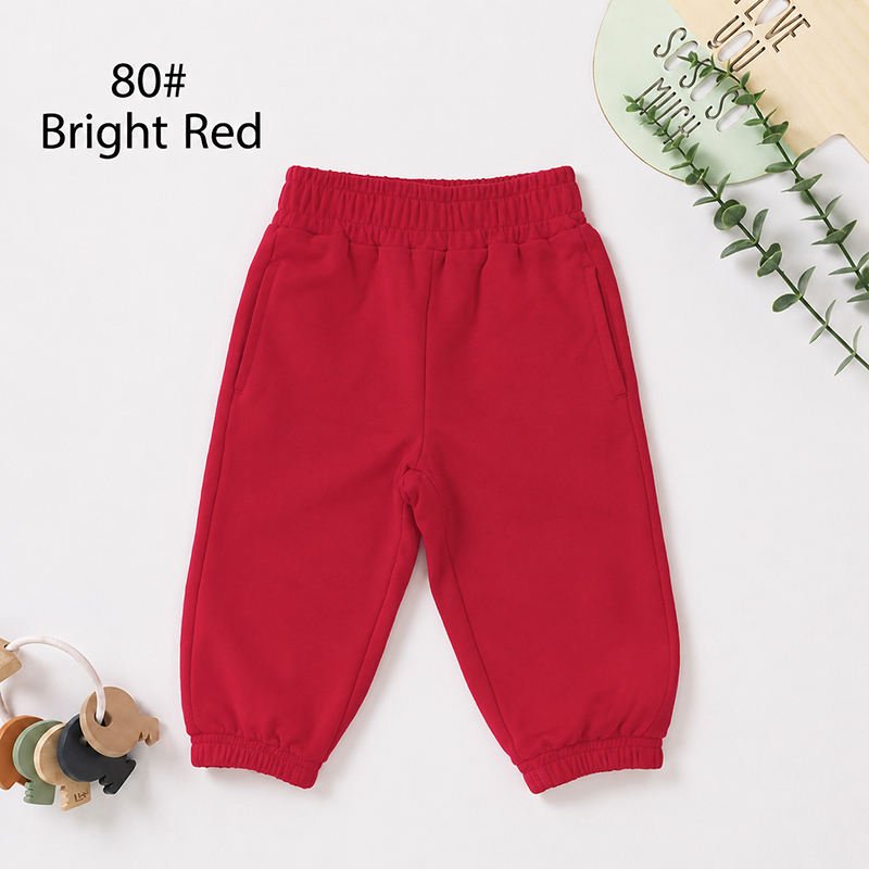 Wholesale organic cotton french terry kids jogger pants joggers bright red