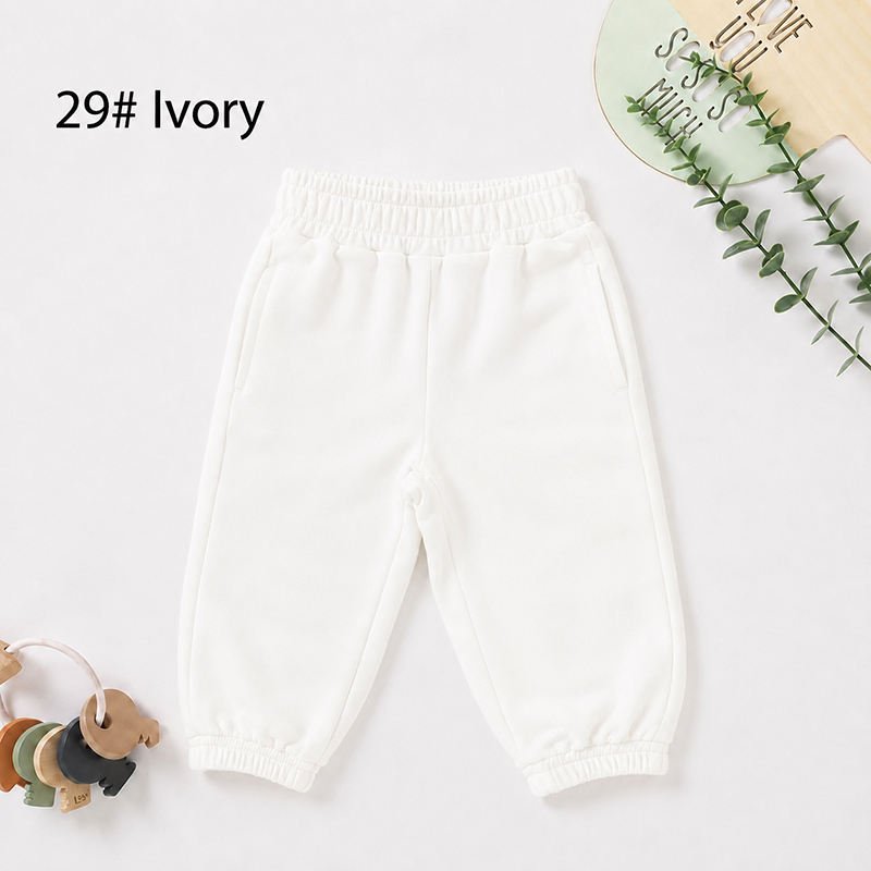 Wholesale organic cotton french terry kids jogger pants joggers ivory white