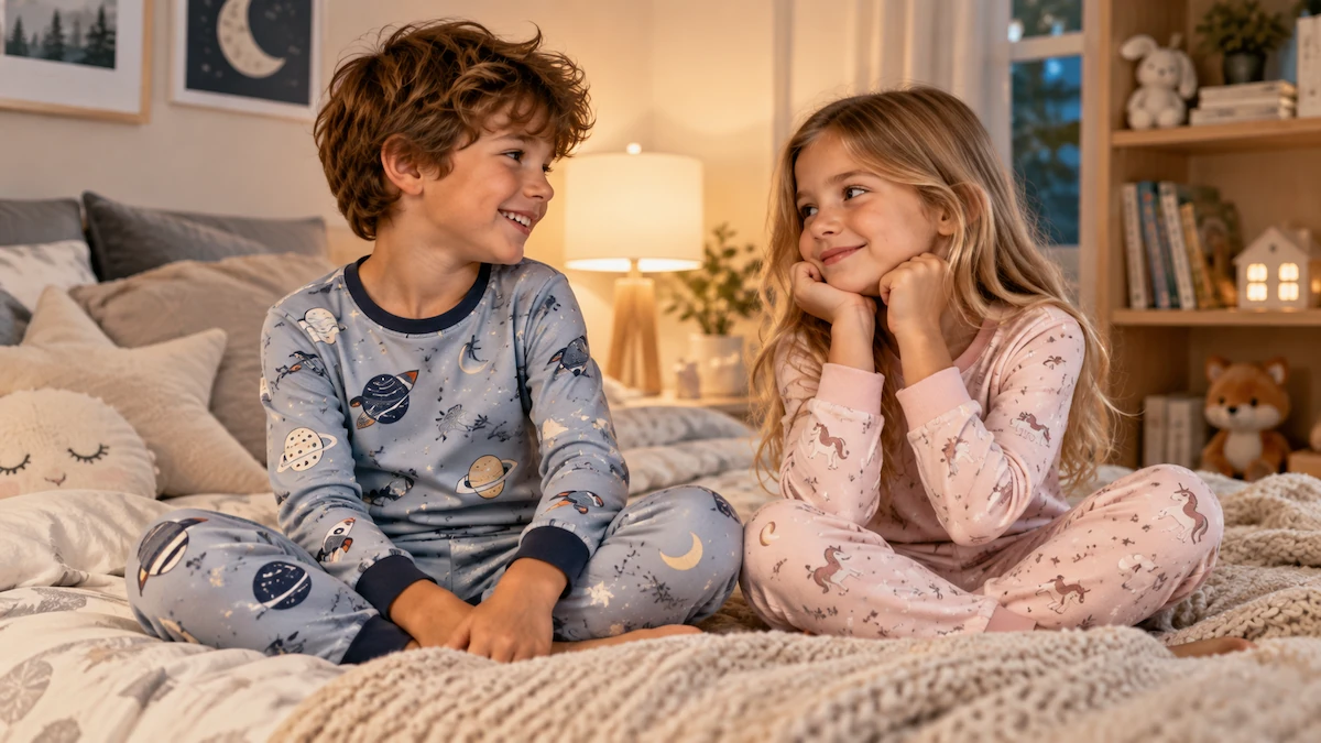 Child in 2027 kids pajama sleepwear bedtime scene