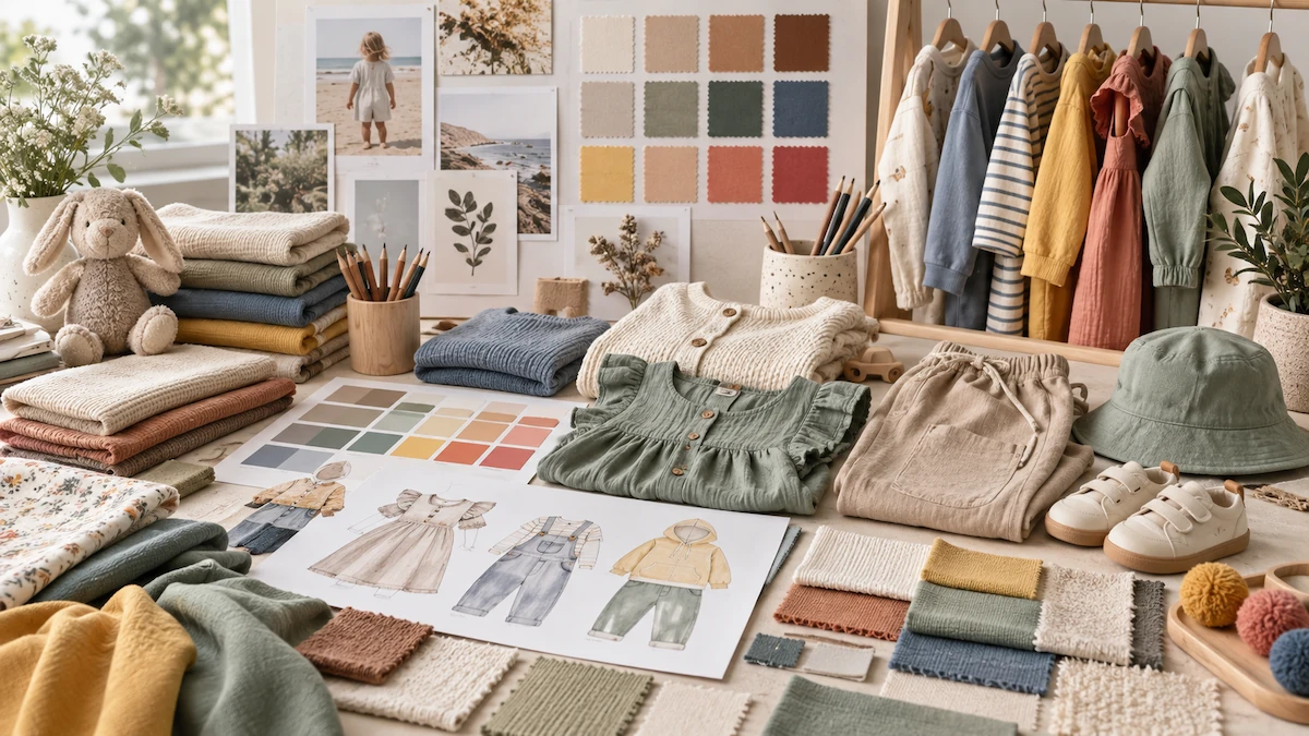 2027 kidswear color palette planning board