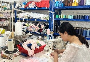 Sample making and fit confirmation at a sewing station
