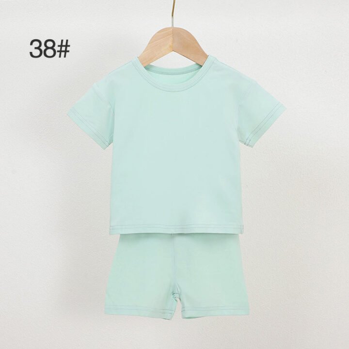 Mint bamboo baby pajama set 38 with crew neck shirt and matching shorts