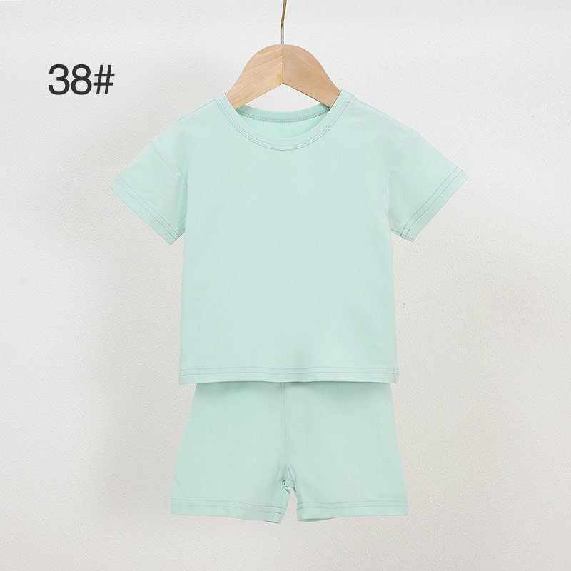 Mint bamboo baby pajama set 38 with crew neck shirt and matching shorts