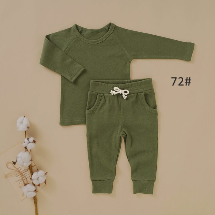 Olive green baby ribbed clothing set