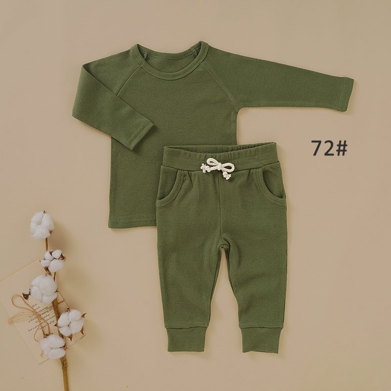 Olive green baby ribbed clothing set