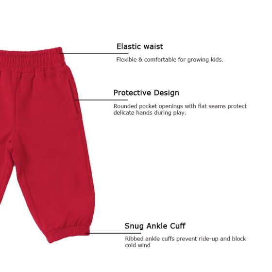 Wholesale organic cotton french terry kids jogger pants sweatpants elastic waist cuff details