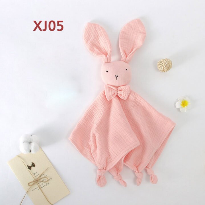 Wholesale pink organic muslin baby bunny lovey security blanket