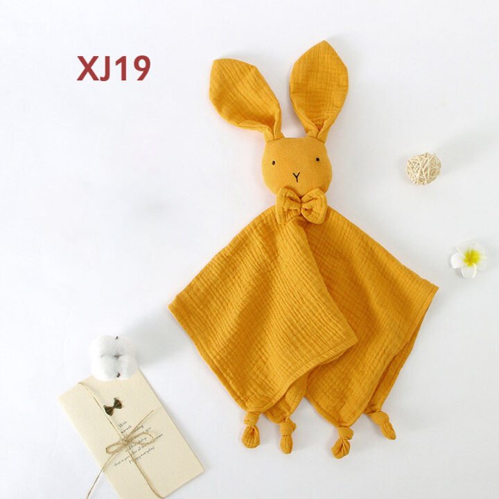 Wholesale mustard yellow organic muslin baby bunny lovey security blanket