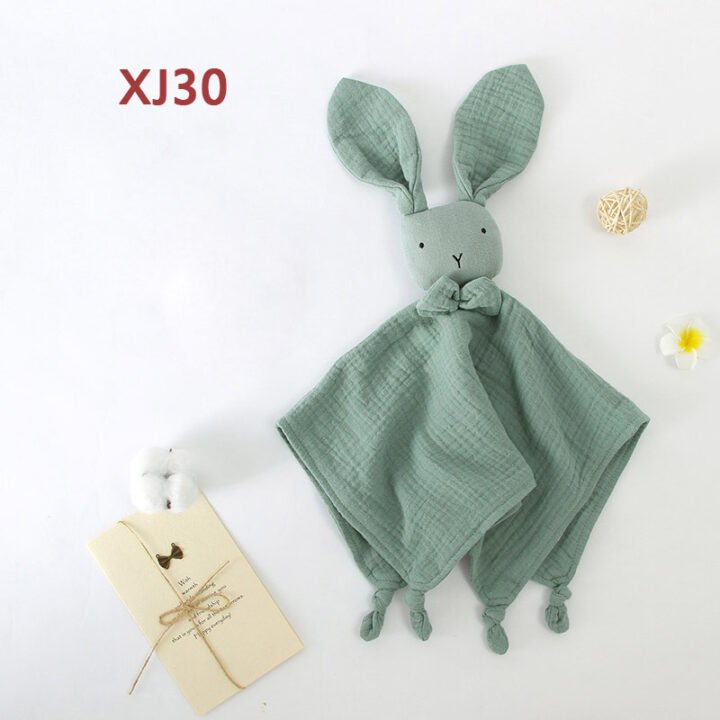 Wholesale sage green organic muslin baby bunny lovey security blanket