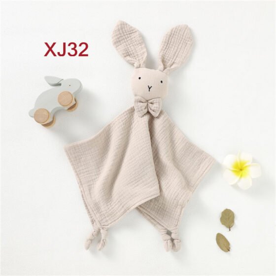 Wholesale beige organic muslin baby bunny lovey security blanket