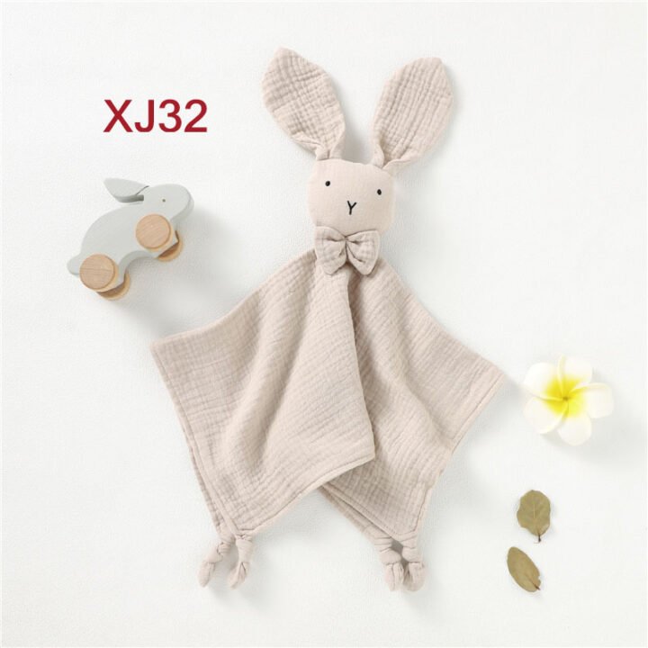 Wholesale beige organic muslin baby bunny lovey security blanket
