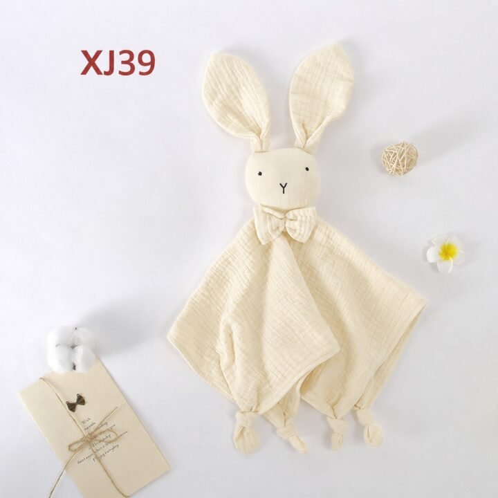 Wholesale cream organic muslin baby bunny lovey security blanket