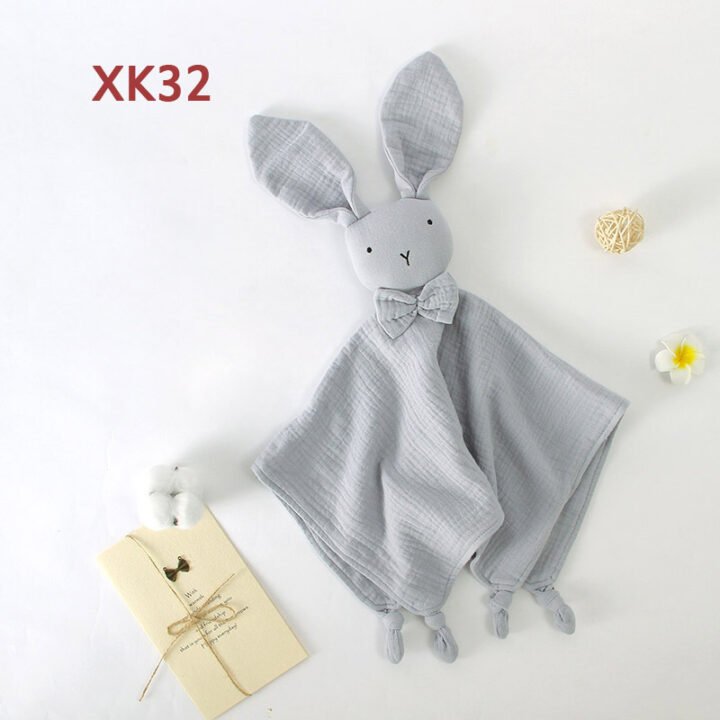 Wholesale grey organic muslin baby bunny lovey security blanket