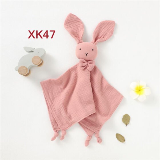 Wholesale dusty pink organic muslin baby bunny lovey security blanket