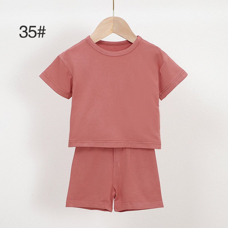 Rose bamboo baby pajama set 35 with short sleeve shirt and elastic waist shorts
