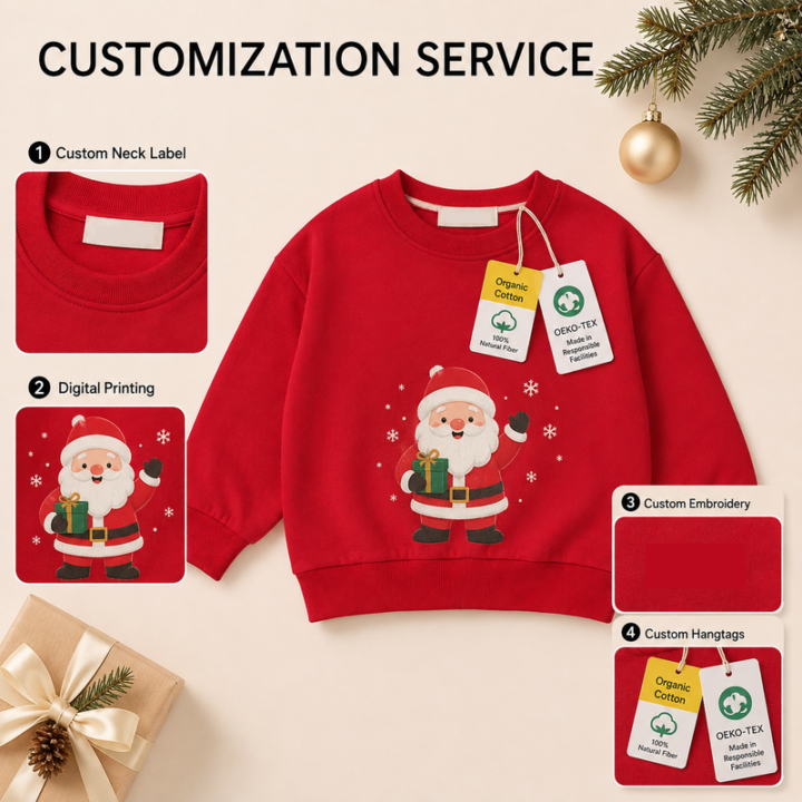 Wholesale kids french terry christmas sweatshirt